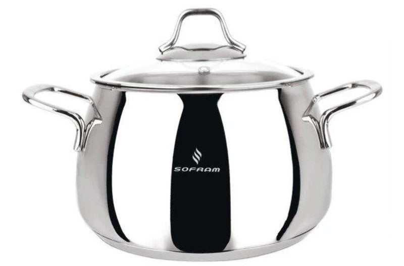Venus Stainless Steel Deep Stock Pot with Glass Lid Soup Pot Deep Casserole Cooking Pot Suitable for Induction Stove Cookware (4-qt. (3.8 L))